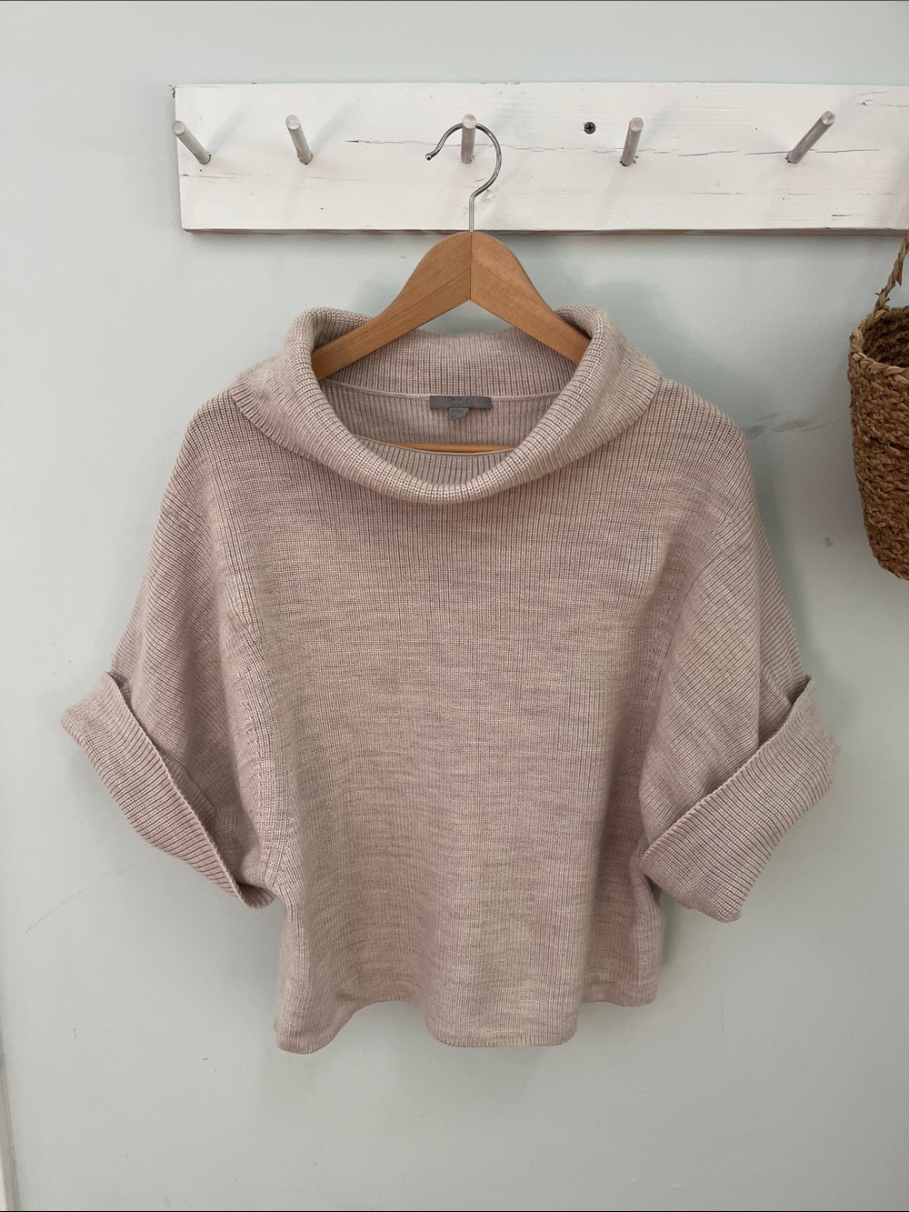 Cos 100% Soft Wool Roll-Neck Boxy Drop Sleeve Sweater